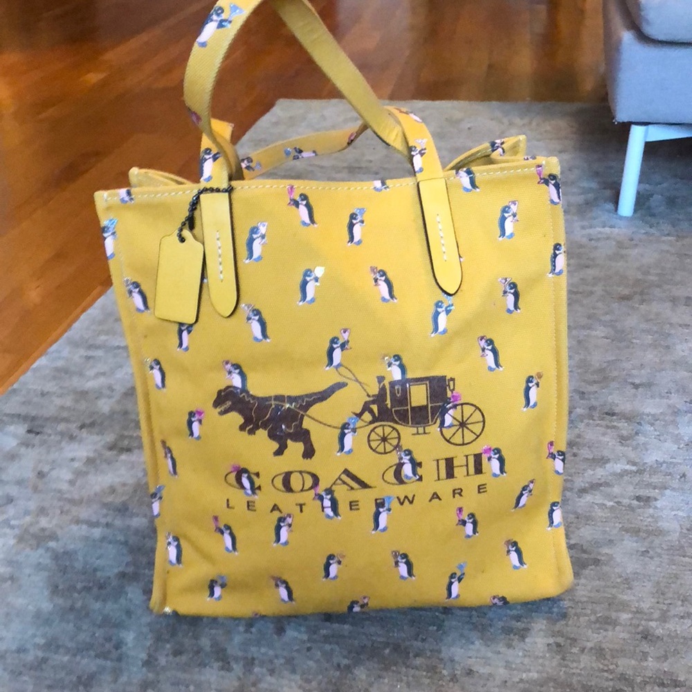 Coach Rexy Canvas Tote with Penguins